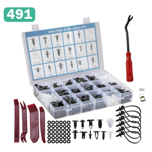 491 Pcs Car Retainer Clips & Plastic Fasteners Kit - 19 Kinds Nylon Bumper Retainer Clips Auto Push Pins Rivets Set Door Trim Panel Clips Universal Fit for GM Ford Toyota Honda Nissan Mazda