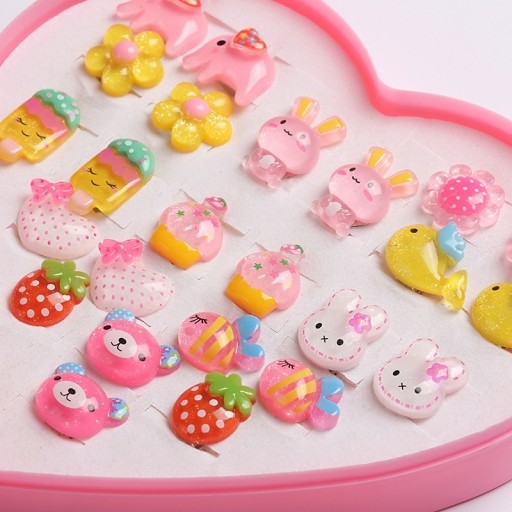 12 Pairs Cute Clip-On No Pierced Earrings For Kids Child Girls Christmas Gift