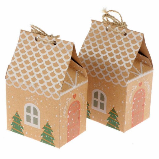 10* Christmas Gift Wrapping Box 15.5*14*5.5cm Candy Cookie Packaging Craft Paper