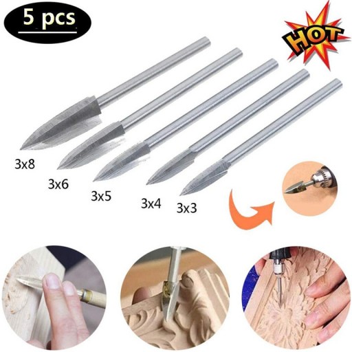 Wood Carving Engraving Drill Bits Milling Cutter Carving Root New 5PCS/Set
