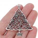 For Necklace Making 5 x Silver Tone Christmas Tree Charms Pendants