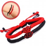 2PCS Buddhist Handmade Chinese Knots Lucky Bracelet Wrist Red/Black Rope