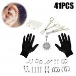 41PCS Professional Body Piercing Tool Kit Ear Nose Navel Nipple Needles Set.MG