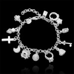Women Bracelet 925 Sterling Solid Silver Jewelry Crystal