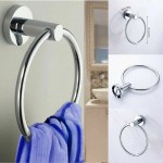 Round Hand Towel Ring Holder Chrome Wall Mounted for Kitchen Bathroom Accessory