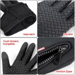 Ski Gloves For Men Women Touch Screen Waterproof Warm Windproof Anti-slip Thermal Black