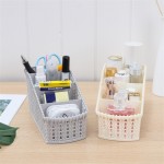 Desk Storage Basket Plastic Make-up Cosmetic Organizer Office Supplies Holder 4 Sections Basket