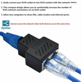 RJ45 Splitter Adapter 1 Male To 2 Female Connector Ethernet Cable LAN Port