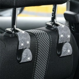 Car Back Seat Storage Hook Shiny Bling Crystal Handbag Headrest Hanger Holder