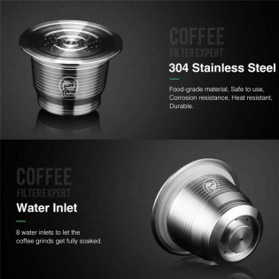 1 x Stainless Steel Refillable Reusable Coffee Capsule Pods Filter for Nespresso