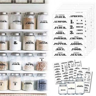 132pc Waterproof Kitchen Clear Labels Stickers for Jars Bottles Food Container