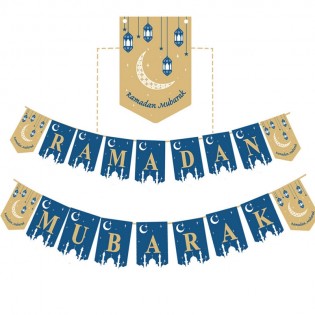 Ramadan Mubarak Banner Flag Decoration Decorative Hanging Ornaments