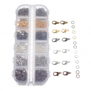 Lobster Clasp Hook Mixed Sizes &Open Jump Ring DIY Jewelry Making Box 840PCS