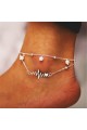 Women Ankle Bracelet 925 Sterling Silver Foot Chain Heart Jewelry Beach Chain