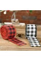 2 Rolls Red And Black Plaid Burlap Ribbon Wired Christmas Wrapping For Gift DIY