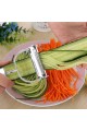 Julienne Peeler 2 in 1 Cutter Stainless Steel Slicer Double-Sided Dual Purpose Non-Slip Blades silver for Vegetable fruit potato carrot 