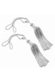 Curtain Tassel Tiebacks 2PCS Crystal Beaded Curtain Holdback Rope Silver Tie Backs